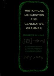 Cover of: Historical linguistics and generative grammar by King, Robert D.