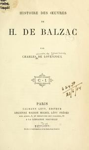 Cover of: Histoire des oeuvres de H. de Balzac
