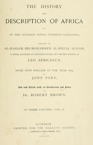 The history and description of Africa by Leo Africanus