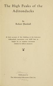 Cover of: The high peaks of the Adirondacks by Marshall, Robert