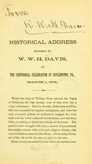 Cover of: Historical address delivered ... by W. W. H. Davis