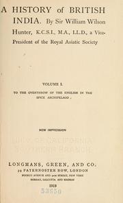 Cover of: A history of British India. by William Wilson Hunter