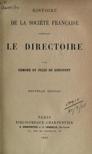 Cover of: Histoire de la Société française pendant le directoir.