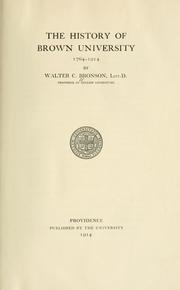 Cover of: history of Brown University, 1714-1914
