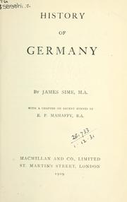 Cover of: History of Germany by James Sime