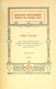 Cover of: History of Europe during the middle ages