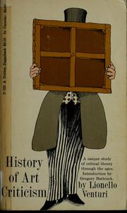 Cover of: History of art criticism by Lionello Venturi