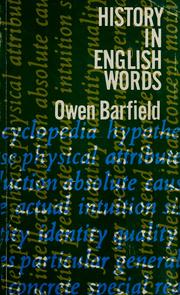 History in English words by Owen Barfield