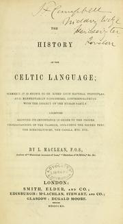 Cover of: The history of the Celtic language by Maclean, Lachlan.