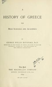 Cover of: A history of Greece for high schools and academies