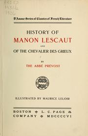 Cover of: History of Manon Lescaut and of the Chevalier des Grieux by Abbé Prévost