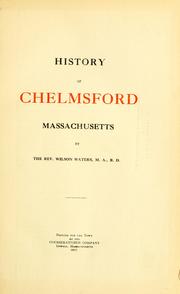 Cover of: History of Chelmsford, Massachusetts. by Wilson Waters