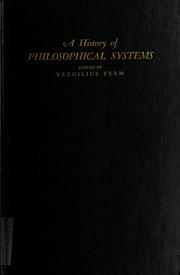 Cover of: A history of philosophical systems. by Vergilius Ture Anselm Ferm