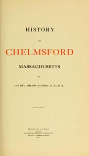 Cover of: History of Chelmsford, Massachusetts. by Wilson Waters