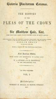 Historia placitorum coronae by Sir Matthew Hale