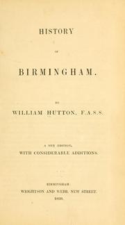 Cover of: History of Birmingham.