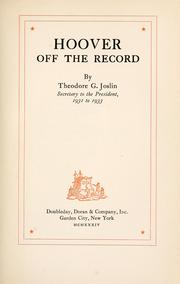 Cover of: Hoover off the record by Theodore Goldsmith Joslin
