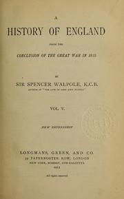 Cover of: A history of England from the conclusion of the great war in 1815