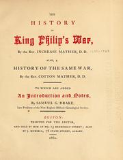Cover of: The history of King Philip's war by Increase Mather