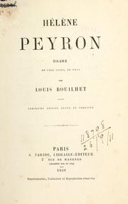 Cover of: Hélène Peyron by Louis Bouilhet