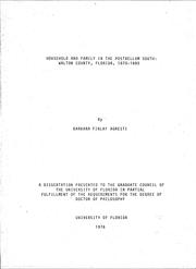 Cover of: Household and family in the postbellum South: Walton County, Florida, 1870-1885