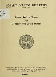 Hobart roll of honor and a letter from Dean Durfee