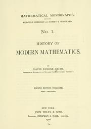 Cover of: History of modern mathematics. by David Eugene Smith