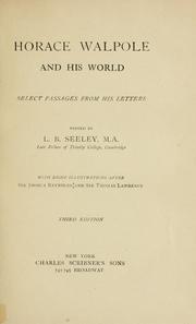 Cover of: Horace Walpole and his world by Horace Walpole