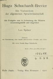 Cover of: Hugo Schuchardt-Brevier by Hugo Ernst Mario Schuchardt