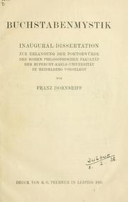 Cover of: Buchstabenmystik. by Dornseiff, Franz, Dornseiff, Franz