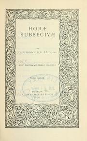 Cover of: Horae subsecivae.