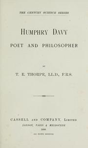 Cover of: Humphry Davy, poet and philosopher by Thorpe, T. E. Sir