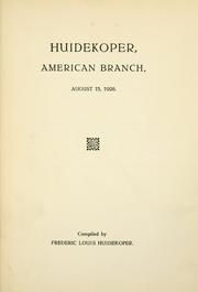 Cover of: Huidekoper: American branch, August 15, 1928.