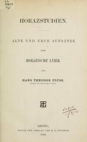 Cover of: Horazstudien by Hans Theodor Plüss