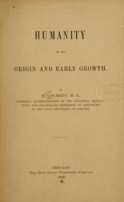 Cover of: Humanity in its origins and early growth