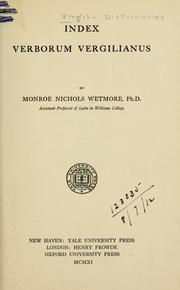 Cover of: Index verborum Vergilianus. by Monroe Nichols Wetmore