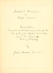 Cover of: Indirect discourse in Anglo-Saxon. by Joseph Hendren Gorrell