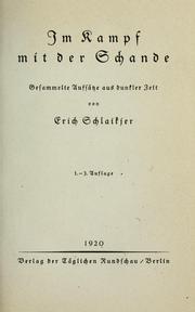 Cover of: Im Kampf mit der Schande by Erich Schlaikjer