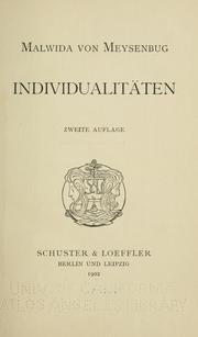 Cover of: Individualitäten. by Malwida von Meysenbug