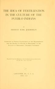 Cover of: idea of fertilization in the culture of the Pueblo Indians