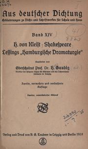 Cover of: H. von Kleist; Shakespeare; Lessings "Hamburgische Dramaturgie".