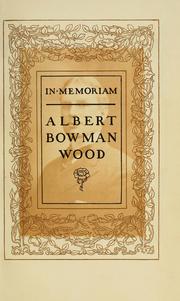 Cover of: In memoriam: Albert Bowman Wood | 