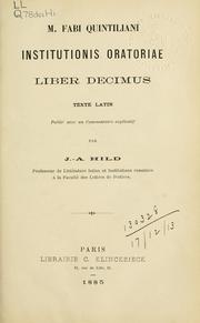 Cover of: Institutionis oratoriae liber decimus by Quintilian, Quintilian