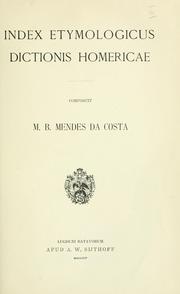 Cover of: Index etymologicus dictionis homericae.