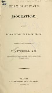 Cover of: Index graecitatis Isocraticae: accedit index nominum propriorum.