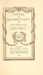 Cover of: H©Đotel de Rambouillet and the Pr©Øecieuses. by Leon H. Vincent
