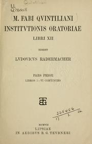 Cover of: Institvtionis oratoriae libri XII