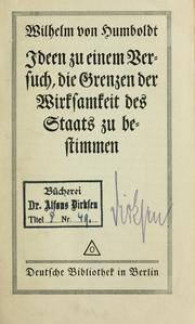 Cover of: Ideen zu einem Versuch by Wilhelm von Humboldt