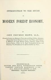 Cover of: Intrduction to the study of modern forest economy. by John Croumbie Brown