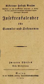 Cover of: Insektenkalender für Sammler und Oekonomen by Nikolas Joseph Brahm